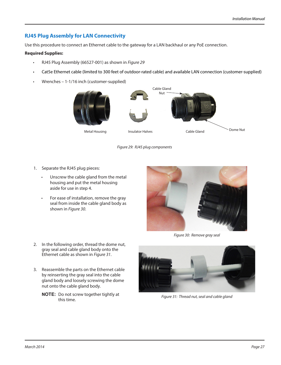 Rj45 plug assembly for lan connectivity, Rj45 plug tssembly for ltn connectivity | Badger Meter ORION AMR/AMI Hardware Solutions for Gas Utilities User Manual | Page 27 / 48