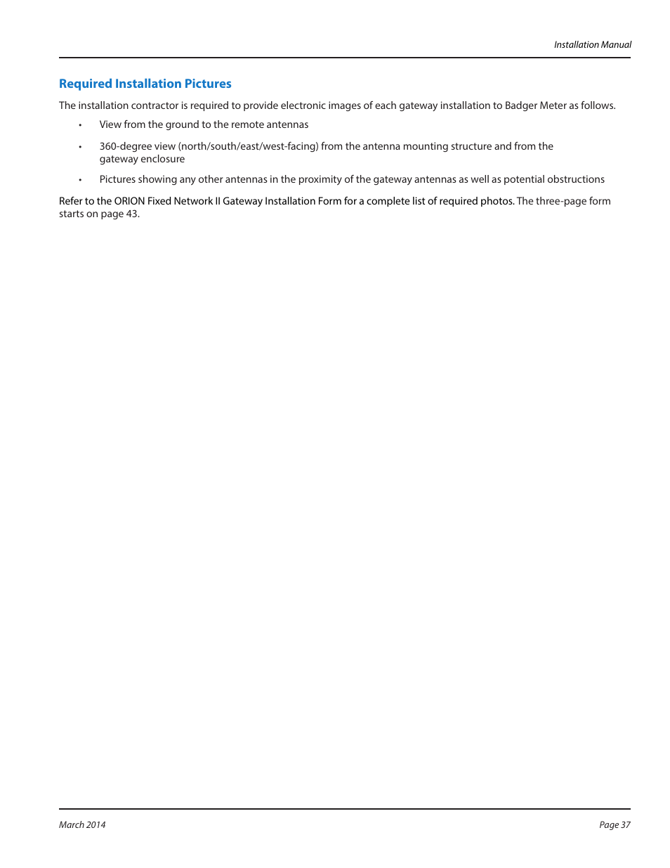 Required installation pictures | Badger Meter ORION AMR/AMI Hardware Solutions for Gas Utilities User Manual | Page 37 / 48