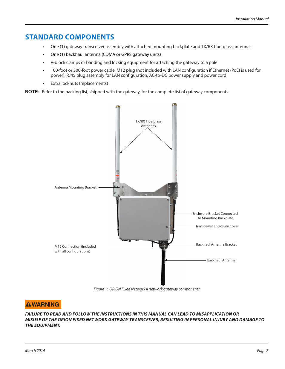 Standard components, Sttndtrd components | Badger Meter ORION AMR/AMI Hardware Solutions for Gas Utilities User Manual | Page 7 / 48