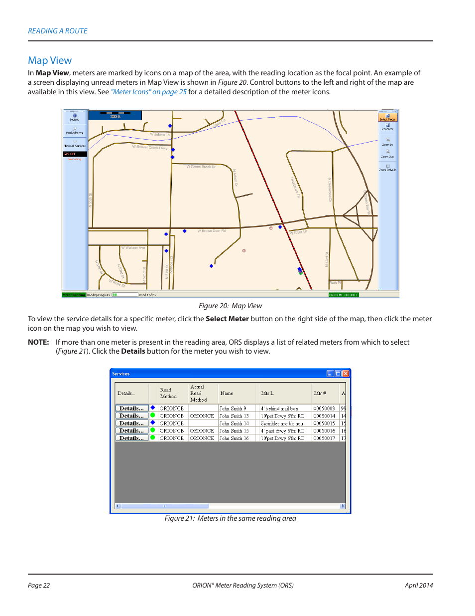 Map view | Badger Meter ORION AMR/AMI Hardware Solutions for Gas Utilities User Manual | Page 22 / 72