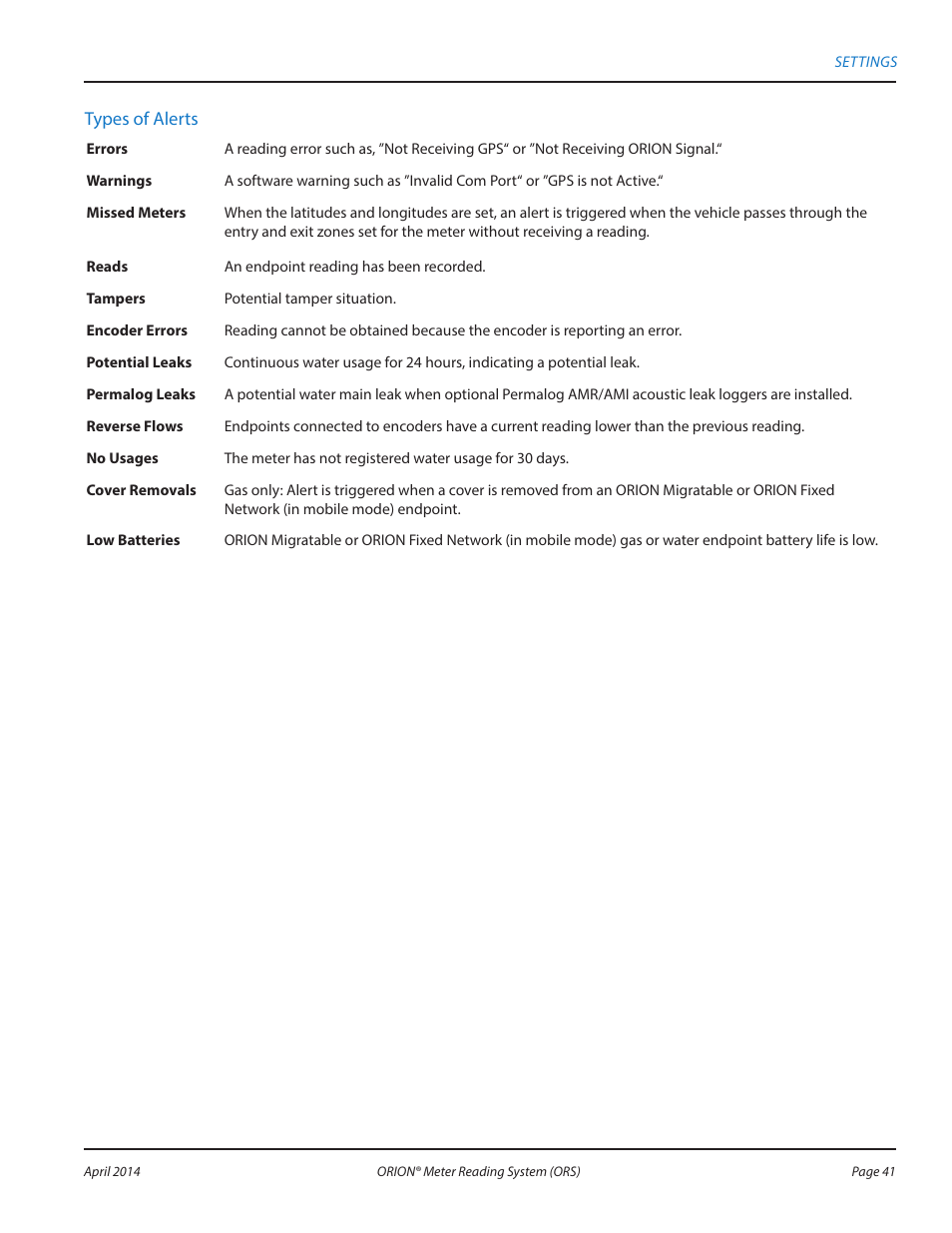 Badger Meter ORION AMR/AMI Hardware Solutions for Gas Utilities User Manual | Page 41 / 72