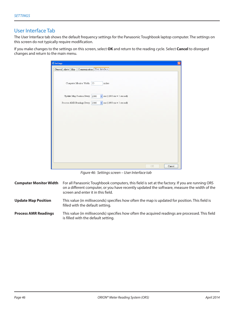 User interface tab | Badger Meter ORION AMR/AMI Hardware Solutions for Gas Utilities User Manual | Page 46 / 72
