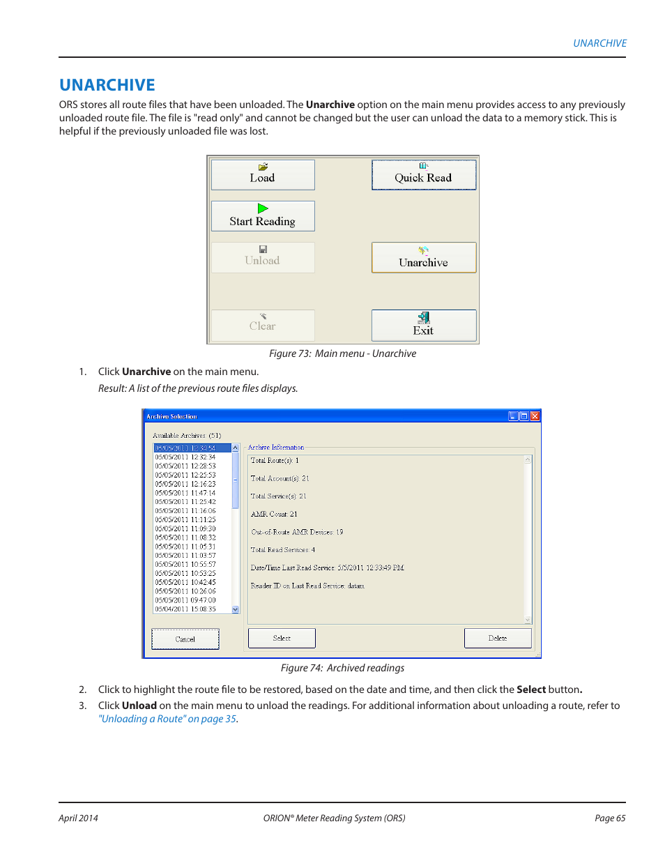 Unarchive | Badger Meter ORION AMR/AMI Hardware Solutions for Gas Utilities User Manual | Page 65 / 72