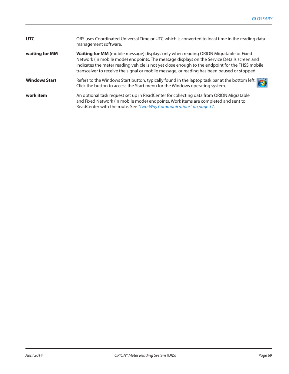 Badger Meter ORION AMR/AMI Hardware Solutions for Gas Utilities User Manual | Page 69 / 72