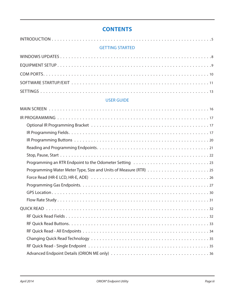 Badger Meter ORION AMR/AMI Hardware Solutions for Gas Utilities User Manual | Page 3 / 60