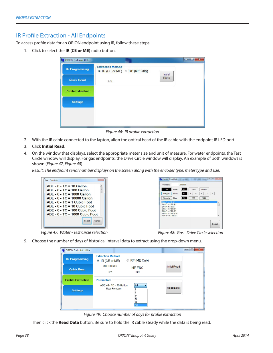 Ir profile extraction - all endpoints | Badger Meter ORION AMR/AMI Hardware Solutions for Gas Utilities User Manual | Page 38 / 60