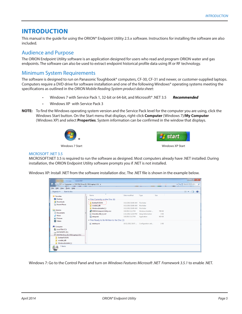 Introduction, Audience and purpose, Minimum system requirements | Badger Meter ORION AMR/AMI Hardware Solutions for Gas Utilities User Manual | Page 5 / 60