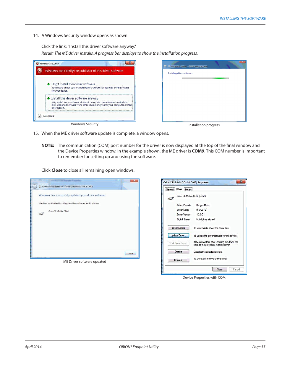 Badger Meter ORION AMR/AMI Hardware Solutions for Gas Utilities User Manual | Page 55 / 60