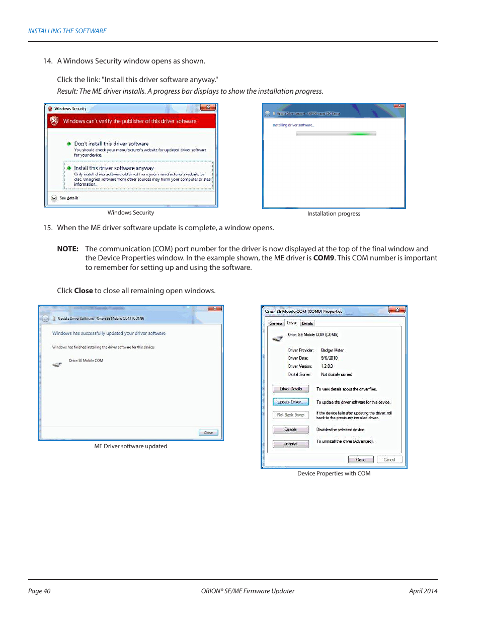 Badger Meter ORION AMR/AMI Hardware Solutions for Gas Utilities User Manual | Page 40 / 48