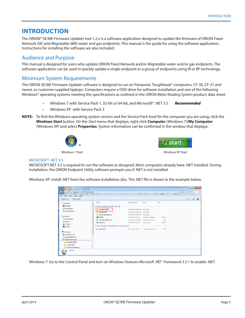 Introduction, Audience and purpose, Minimum system requirements | Badger Meter ORION AMR/AMI Hardware Solutions for Gas Utilities User Manual | Page 5 / 48