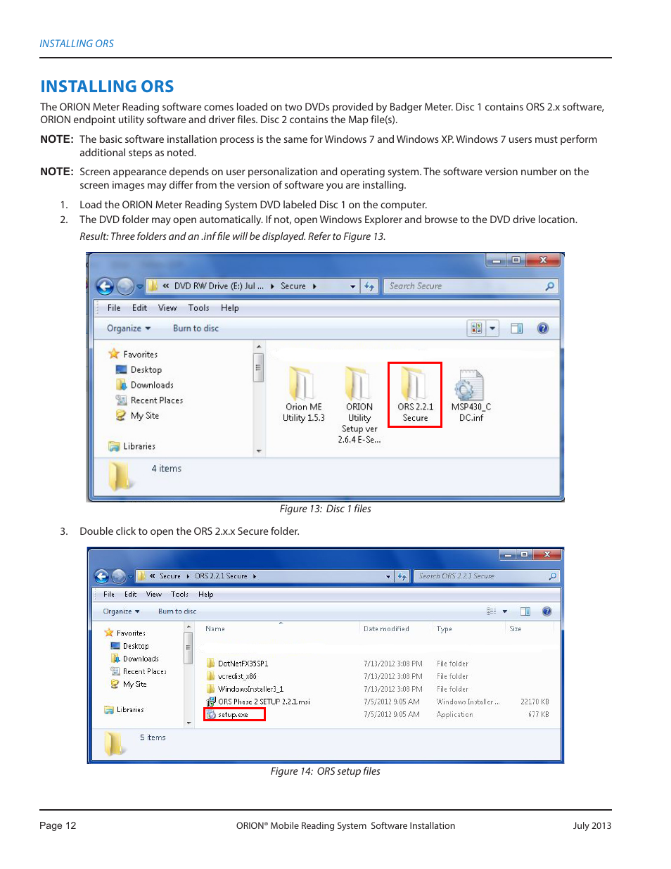Installing ors | Badger Meter ORION AMR/AMI Hardware Solutions for Gas Utilities User Manual | Page 12 / 32