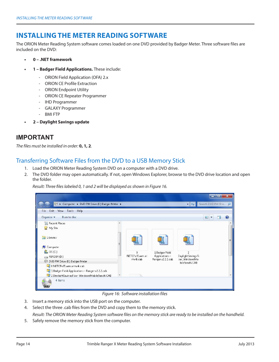 Installing the meter reading software, Installing the meter, Imnootao i | Badger Meter ORION AMR/AMI Hardware Solutions for Gas Utilities User Manual | Page 14 / 20