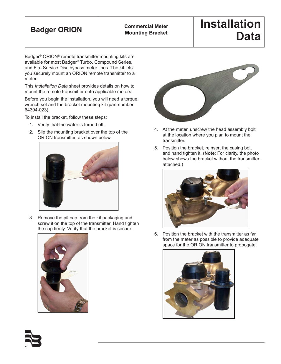 Badger Meter ORION Classic (CE) User Manual | 2 pages