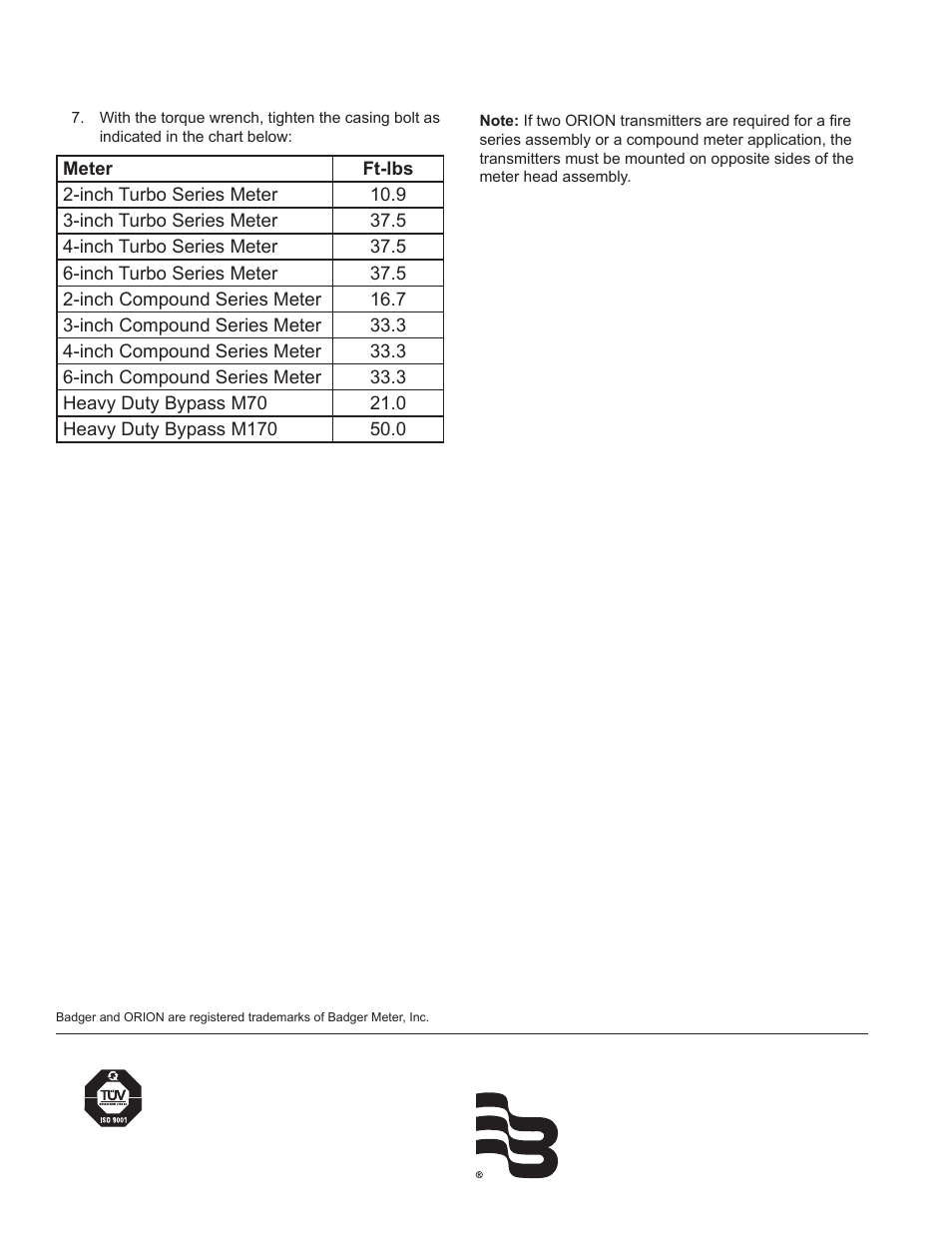 Badgermeter, inc | Badger Meter ORION Classic (CE) User Manual | Page 2 / 2