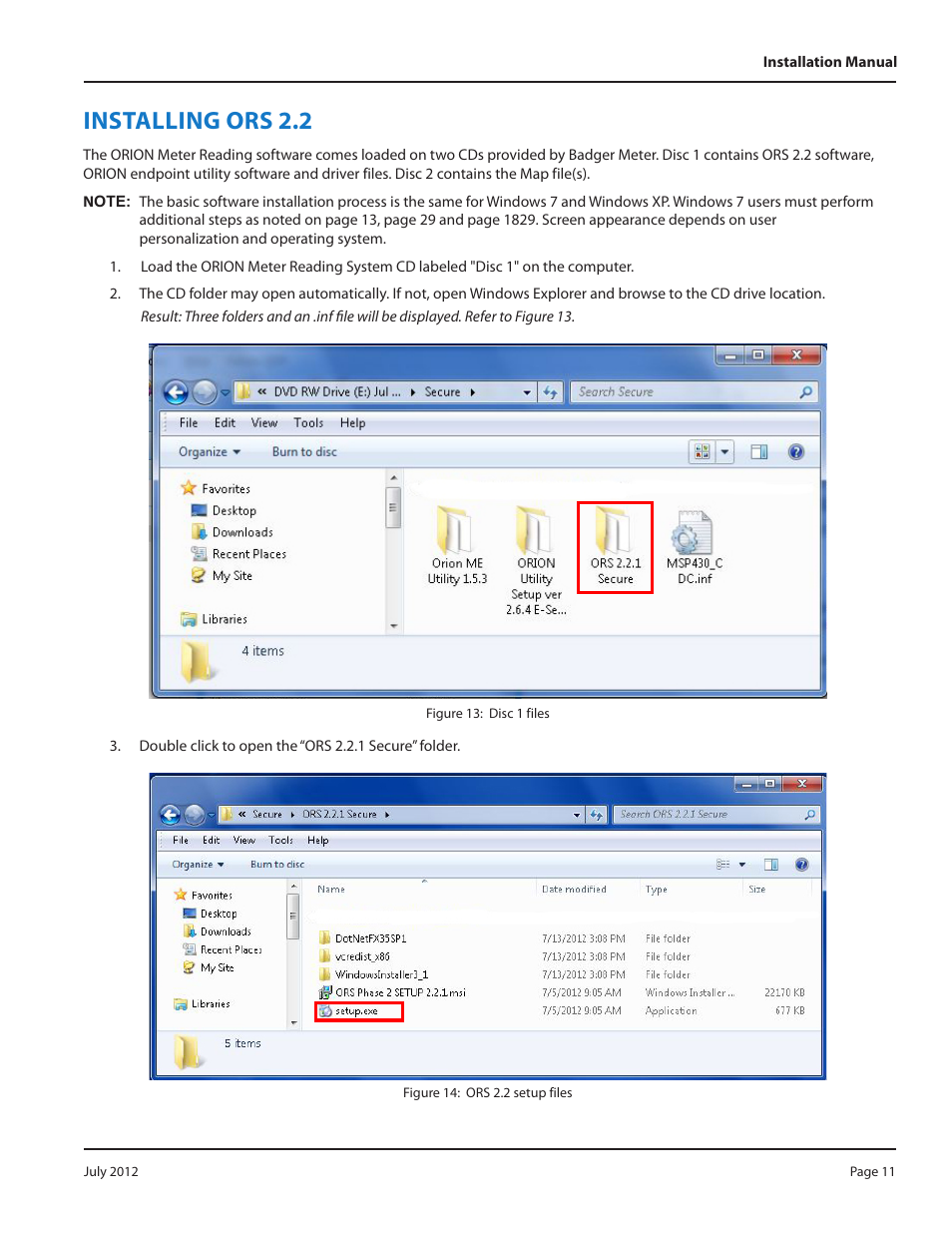 Installing ors 2.2, O "installing ors 2.2" on | Badger Meter ORION Classic (CE) User Manual | Page 11 / 32