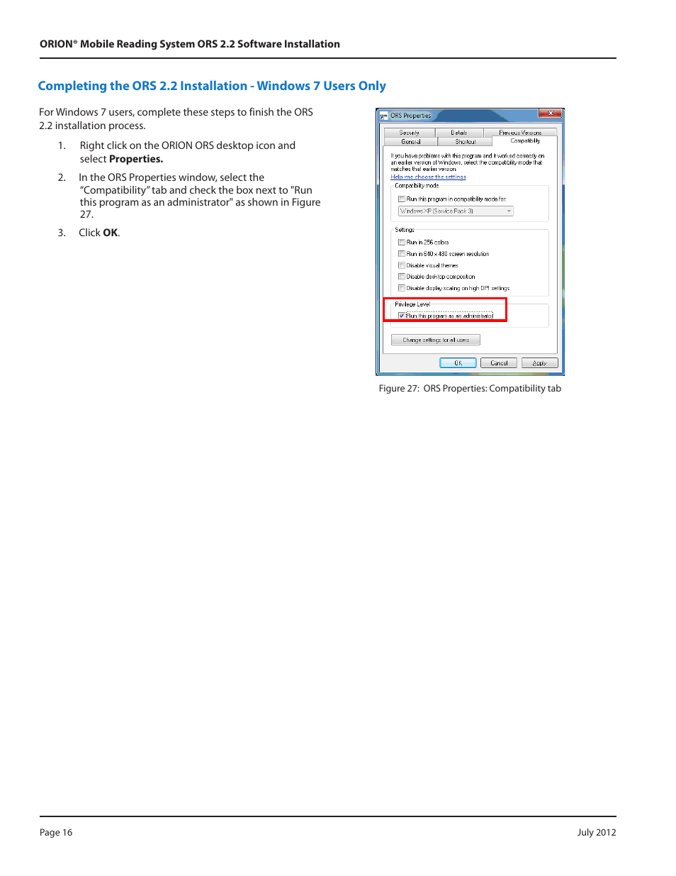 O "completing the ors 2.2, Installation - windows 7 users only" on | Badger Meter ORION Classic (CE) User Manual | Page 16 / 32