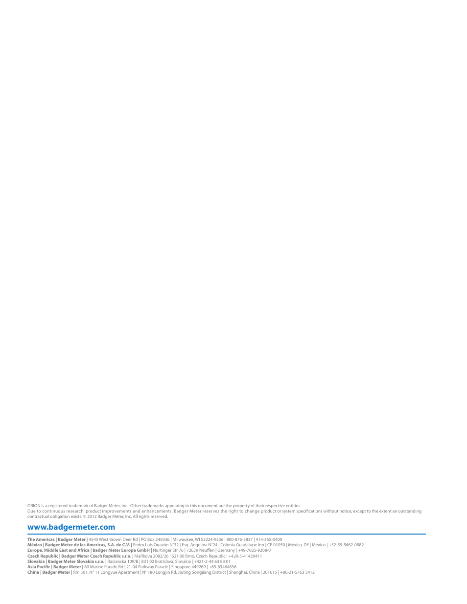 Badger Meter ORION Classic (CE) User Manual | Page 32 / 32