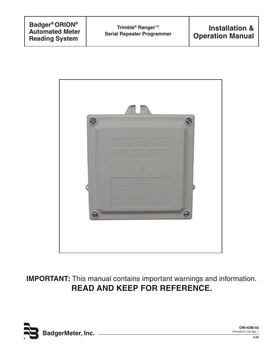 Badger Meter ORION AMR/AMI Hardware Solutions for Gas Utilities User Manual | 28 pages