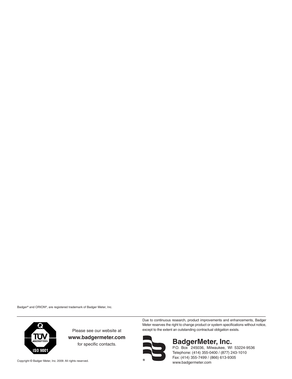 Badgermeter, inc | Badger Meter ORION AMR/AMI Hardware Solutions for Gas Utilities User Manual | Page 28 / 28