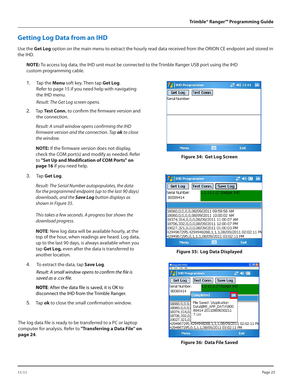 Getting log data from an ihd | Badger Meter ORION Classic (CE) User Manual | Page 23 / 28