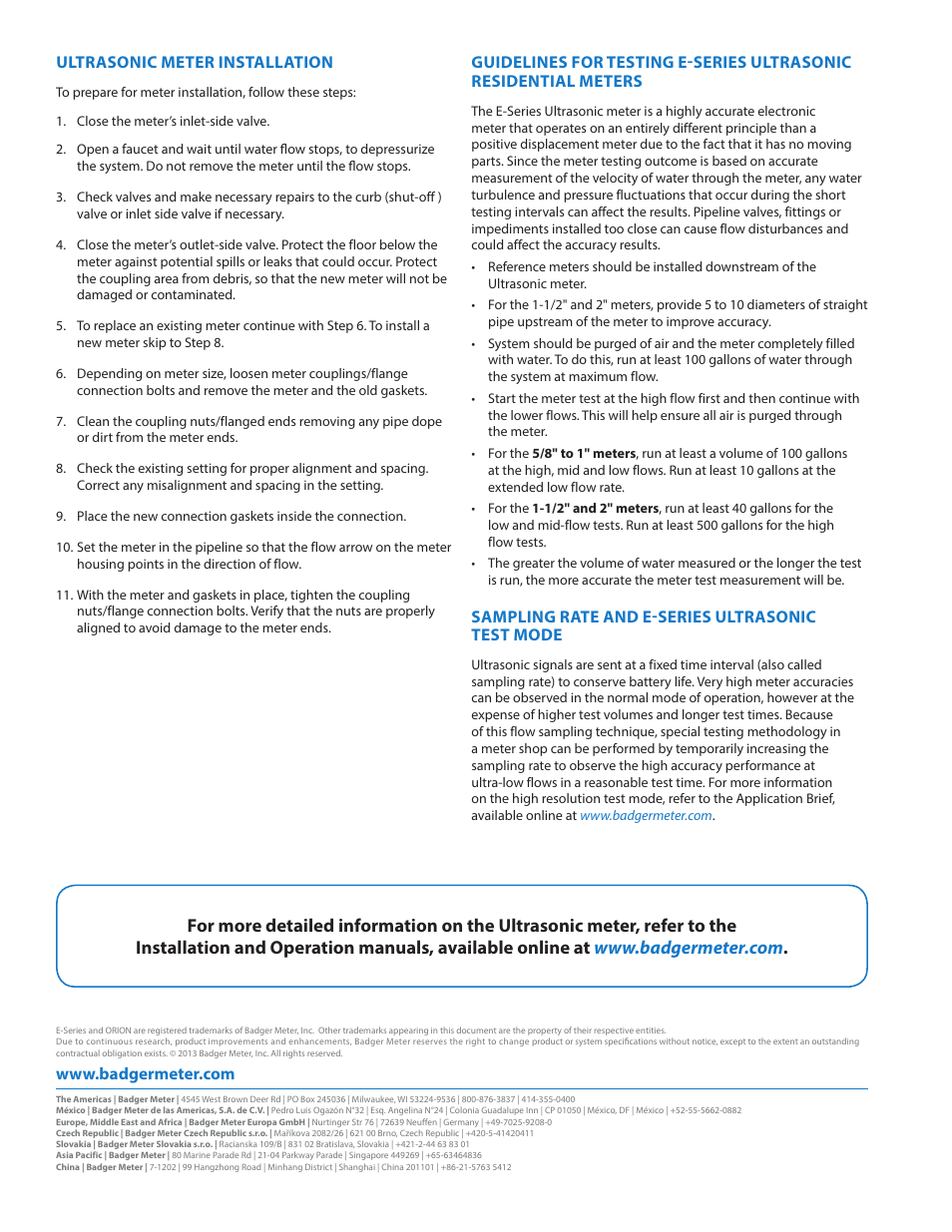 Badger Meter E-Series Ultrasonic Meters User Manual | Page 2 / 2
