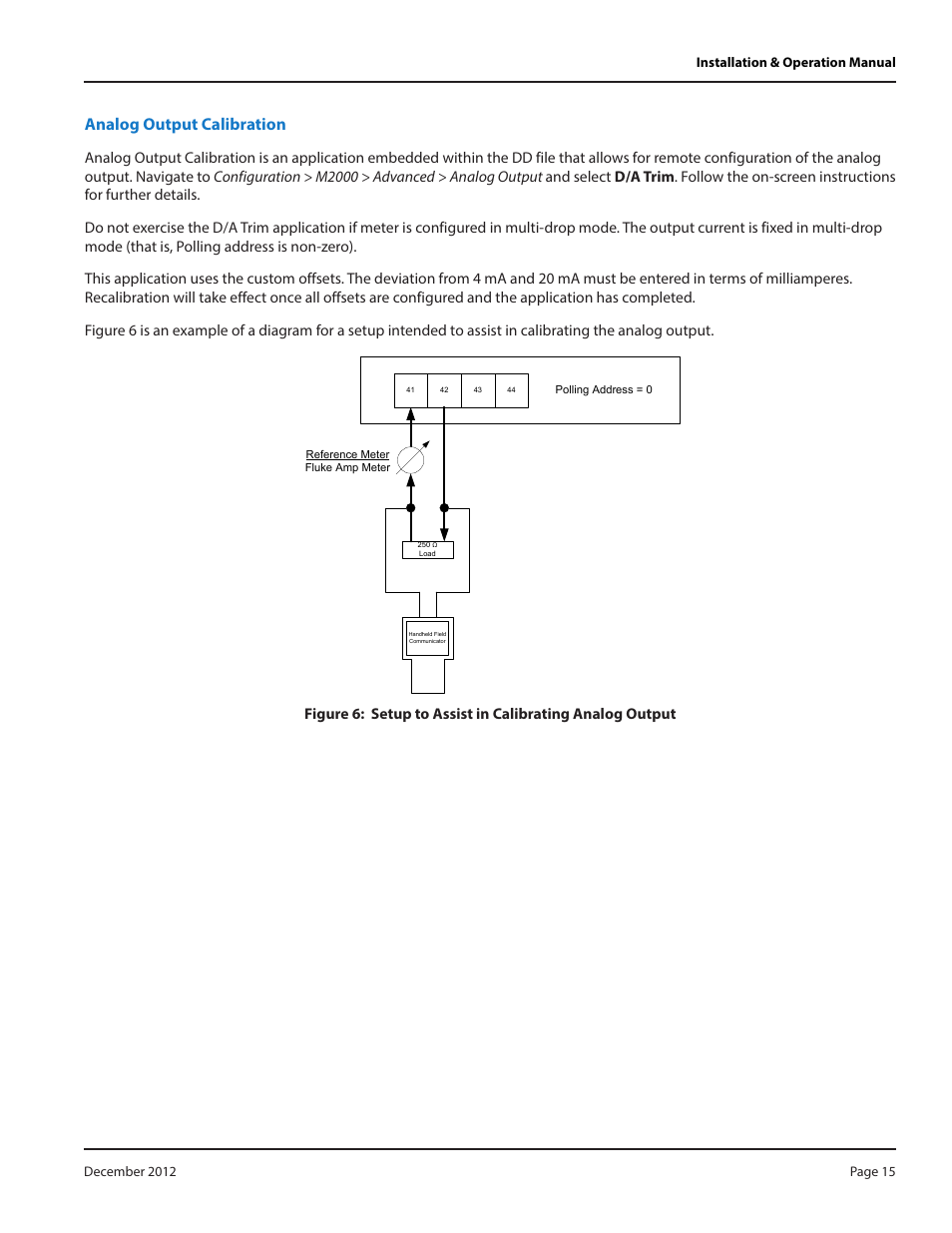 Analog output calibration | Badger Meter M-Series M2000 User Manual | Page 15 / 24