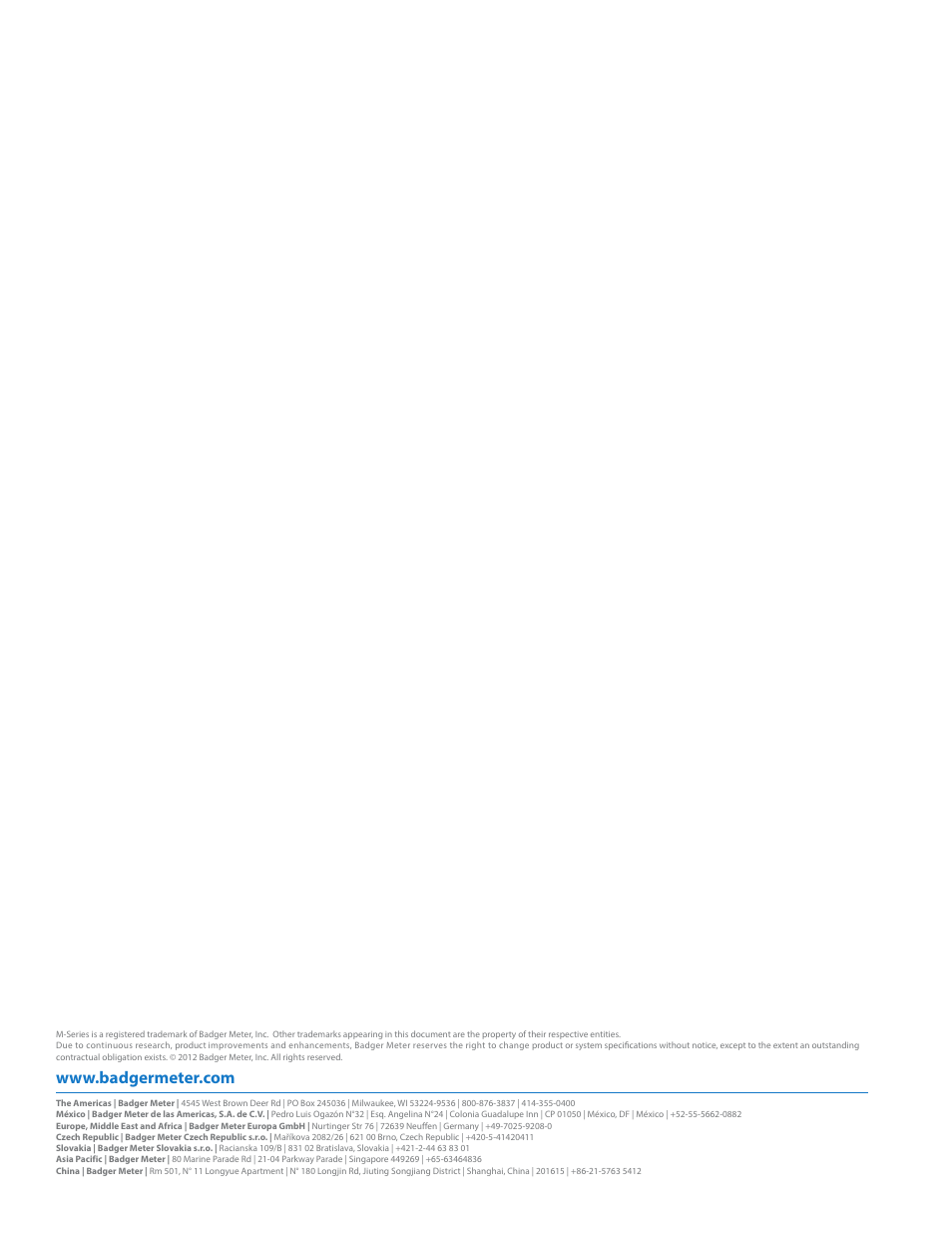 Badger Meter M-Series M2000 User Manual | Page 24 / 24