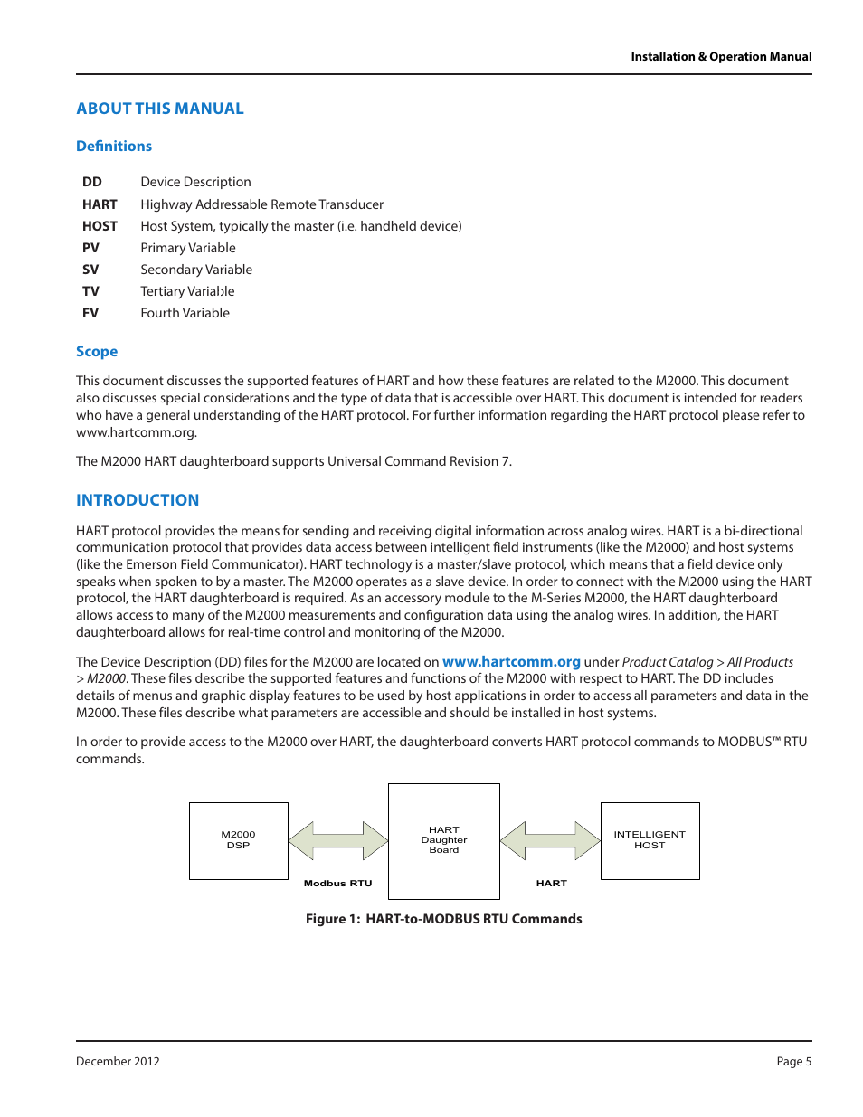About this manual, Definitions, Scope | Introduction | Badger Meter M-Series M2000 User Manual | Page 5 / 24
