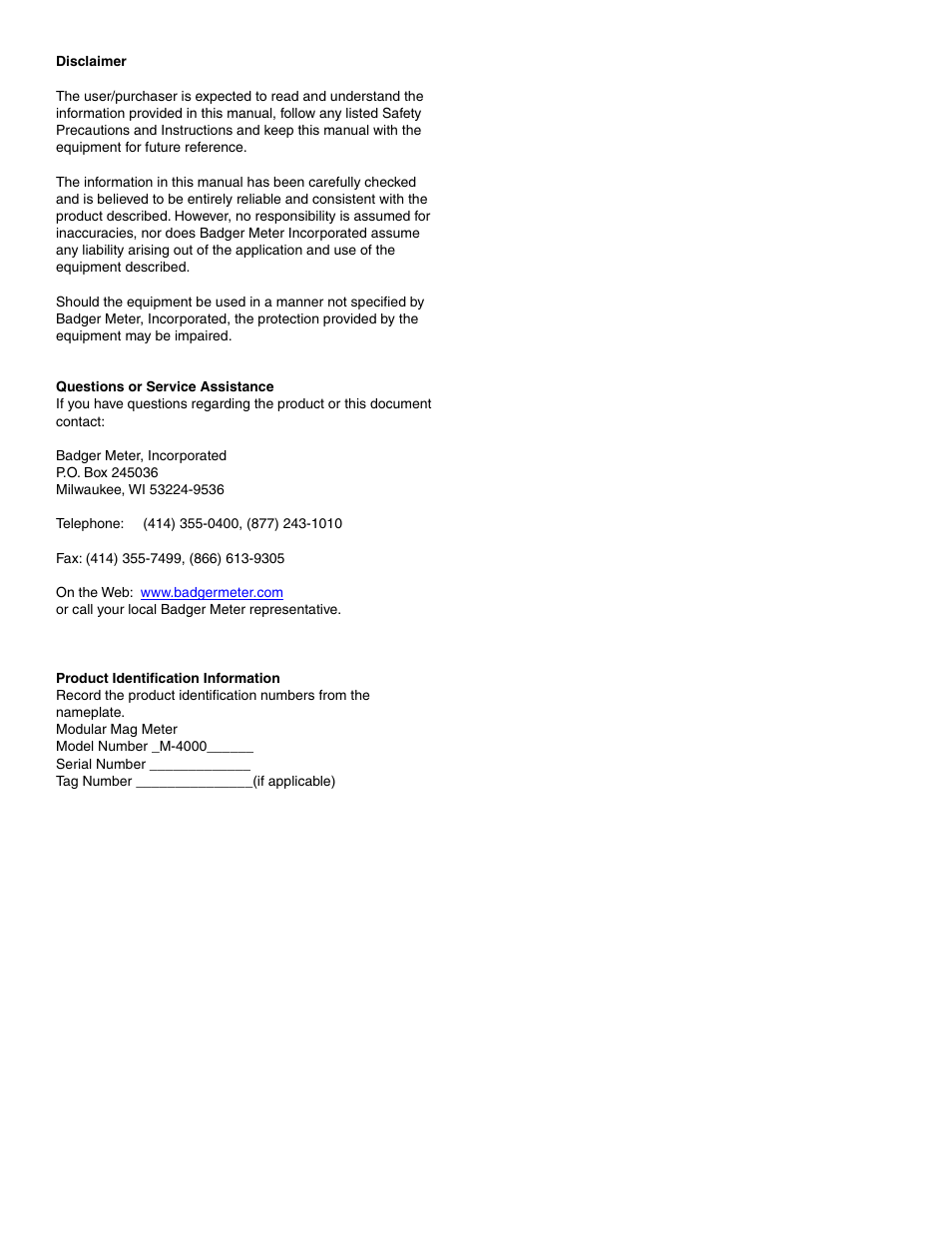 Badger Meter M-Series M4000 User Manual | Page 2 / 36