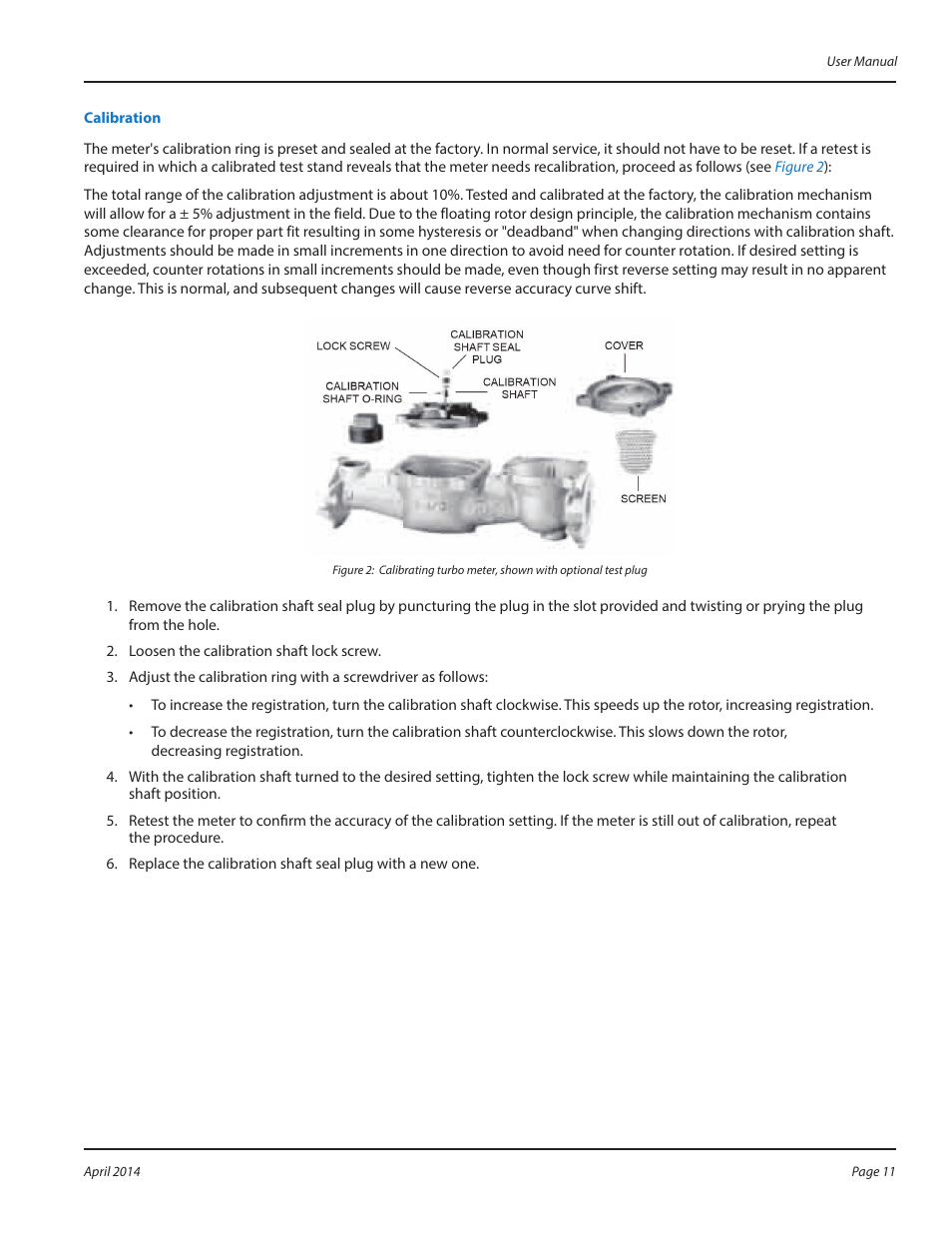 Calibration, Calibration 11 | Badger Meter Water Conditioning User Manual | Page 11 / 20