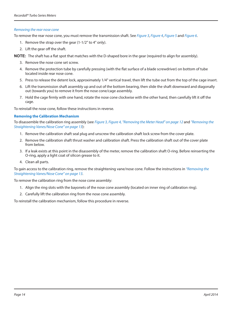 Removing the calibration mechanism, Removing the calibration mechanism 14 | Badger Meter Water Conditioning User Manual | Page 14 / 20