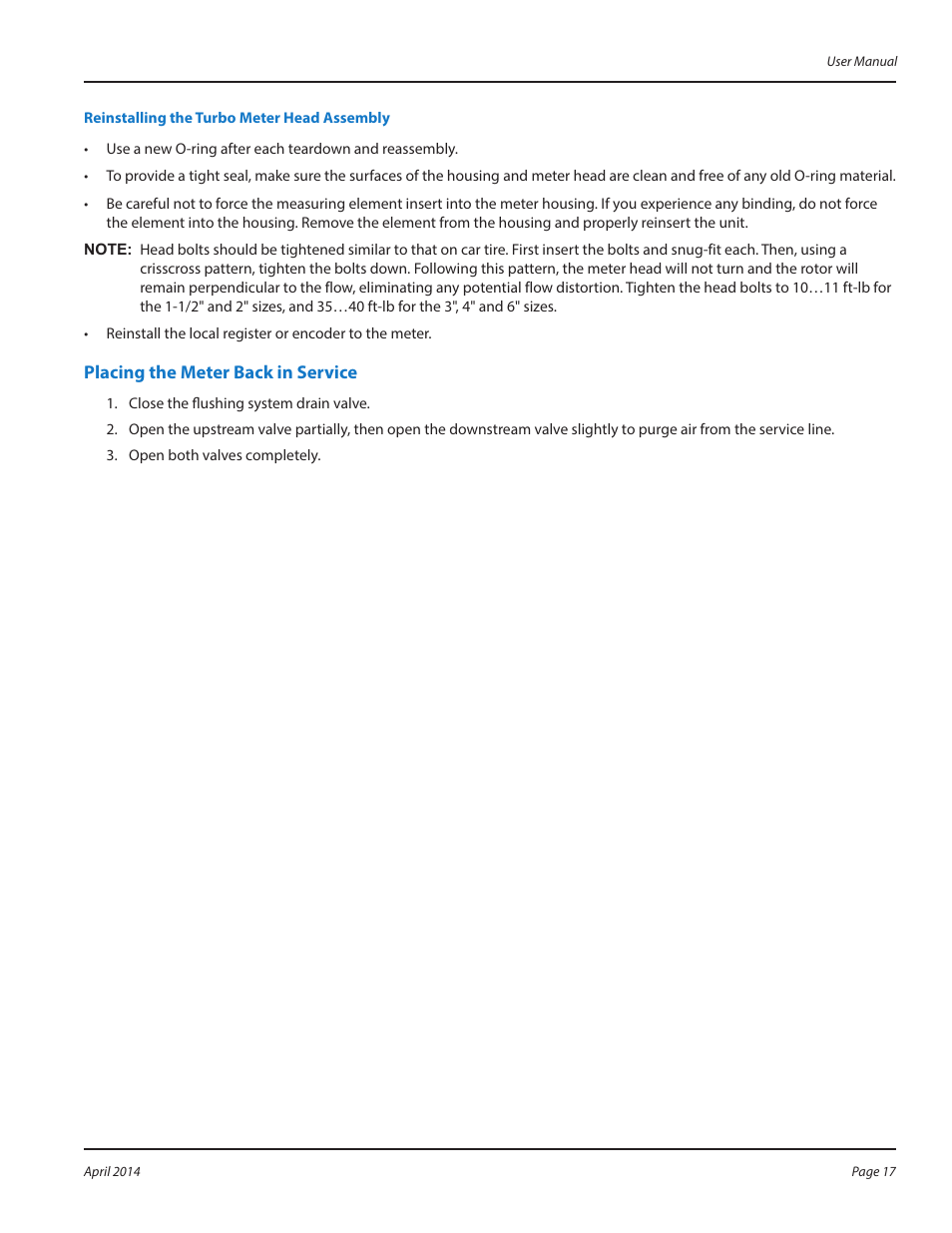 Specifications, 1/2" to 12" meters, Materials | Specifications 17, 1/2" to 12" meters 17, Materials 17 | Badger Meter Water Conditioning User Manual | Page 17 / 20