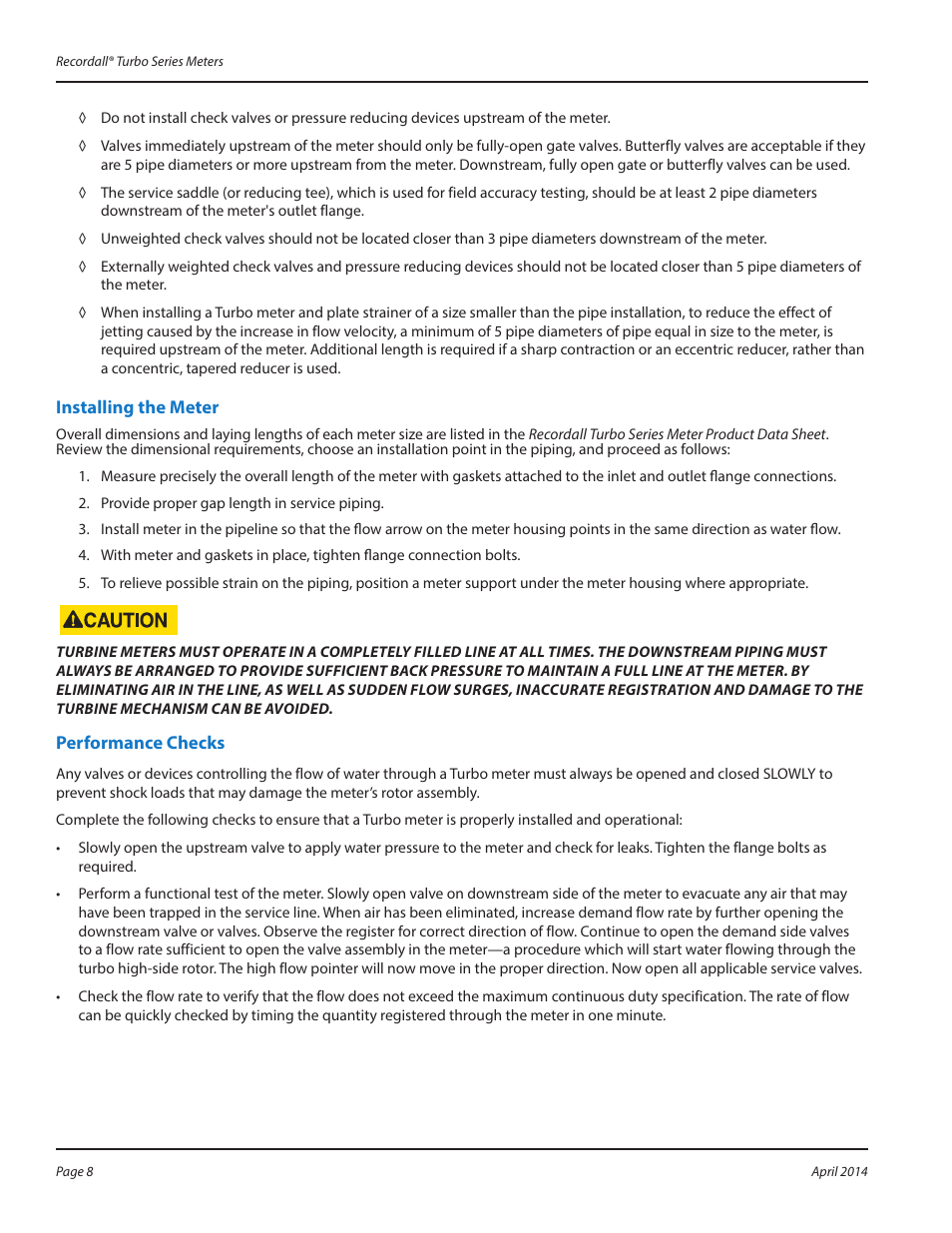 Installing the meter, Installing the meter 8 | Badger Meter Water Conditioning User Manual | Page 8 / 20