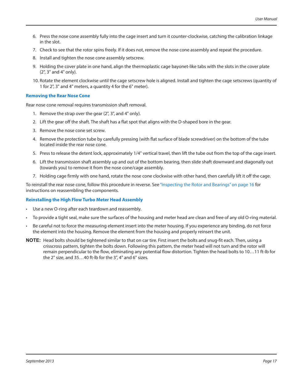 Removing the rear nose cone | Badger Meter Compound Series User Manual | Page 17 / 20