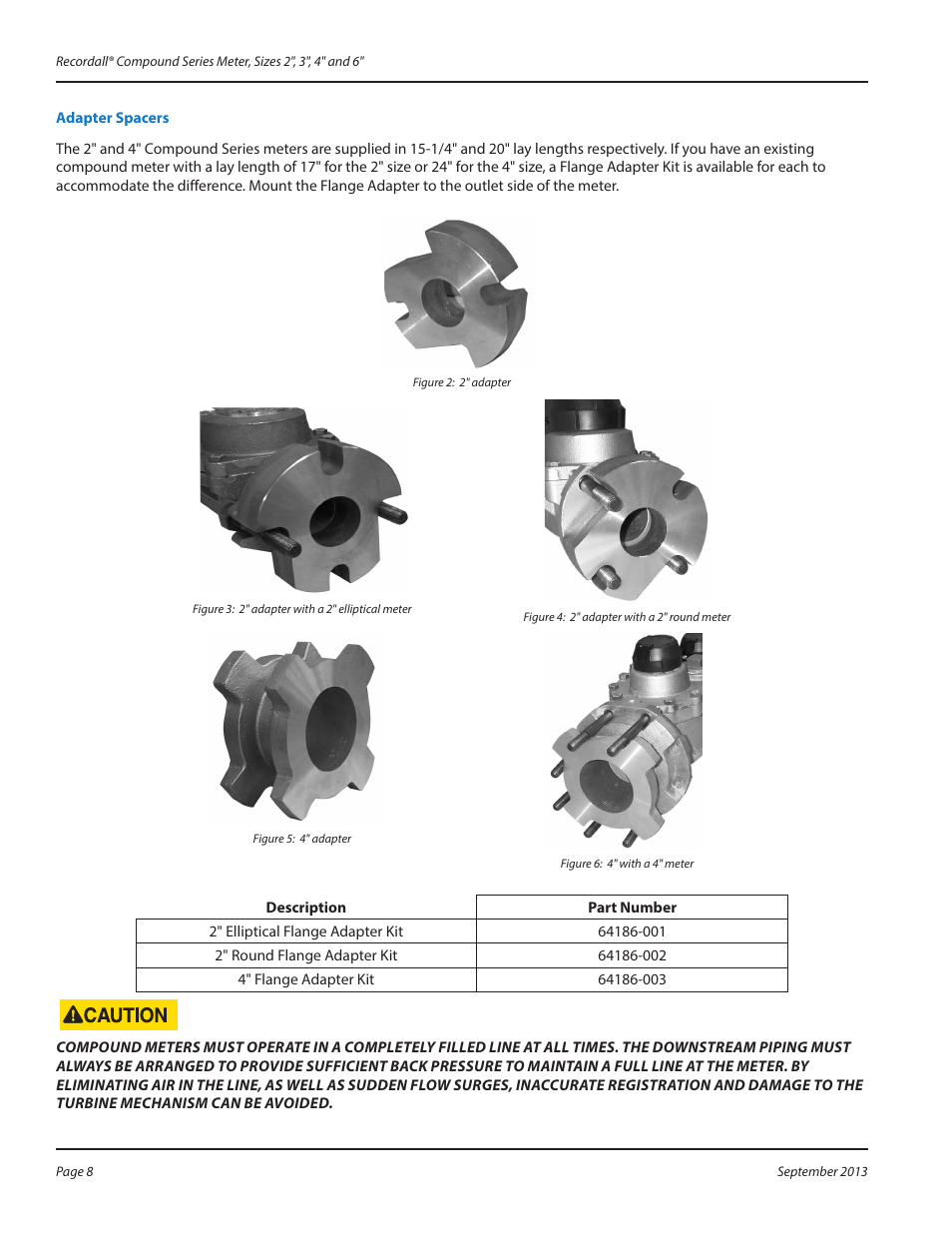 Adapter spacers, Adapter spacers 8 | Badger Meter Compound Series User Manual | Page 8 / 20