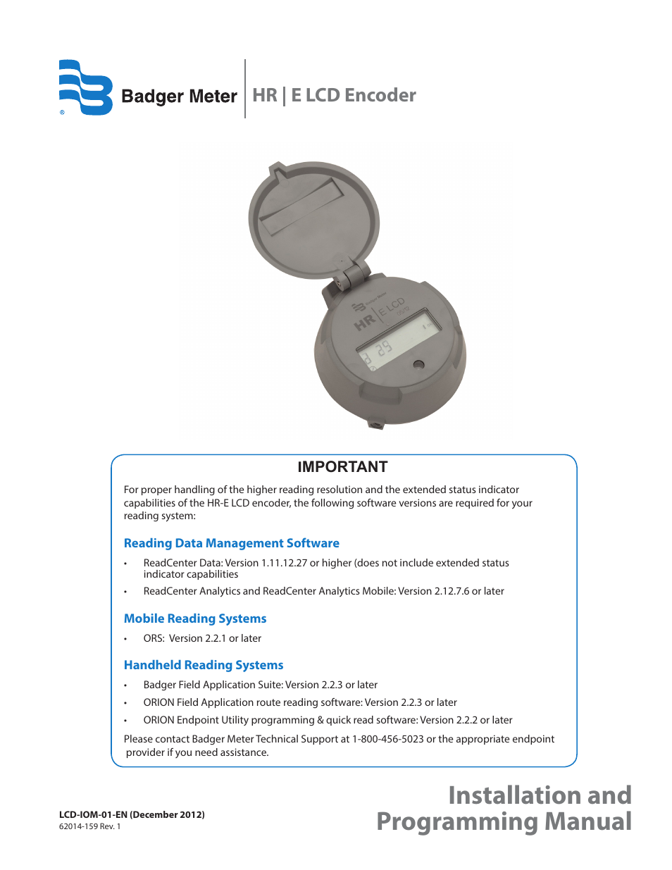 Badger Meter High Resolution LCD Encoders (HR-E LCD) User Manual | 24 pages