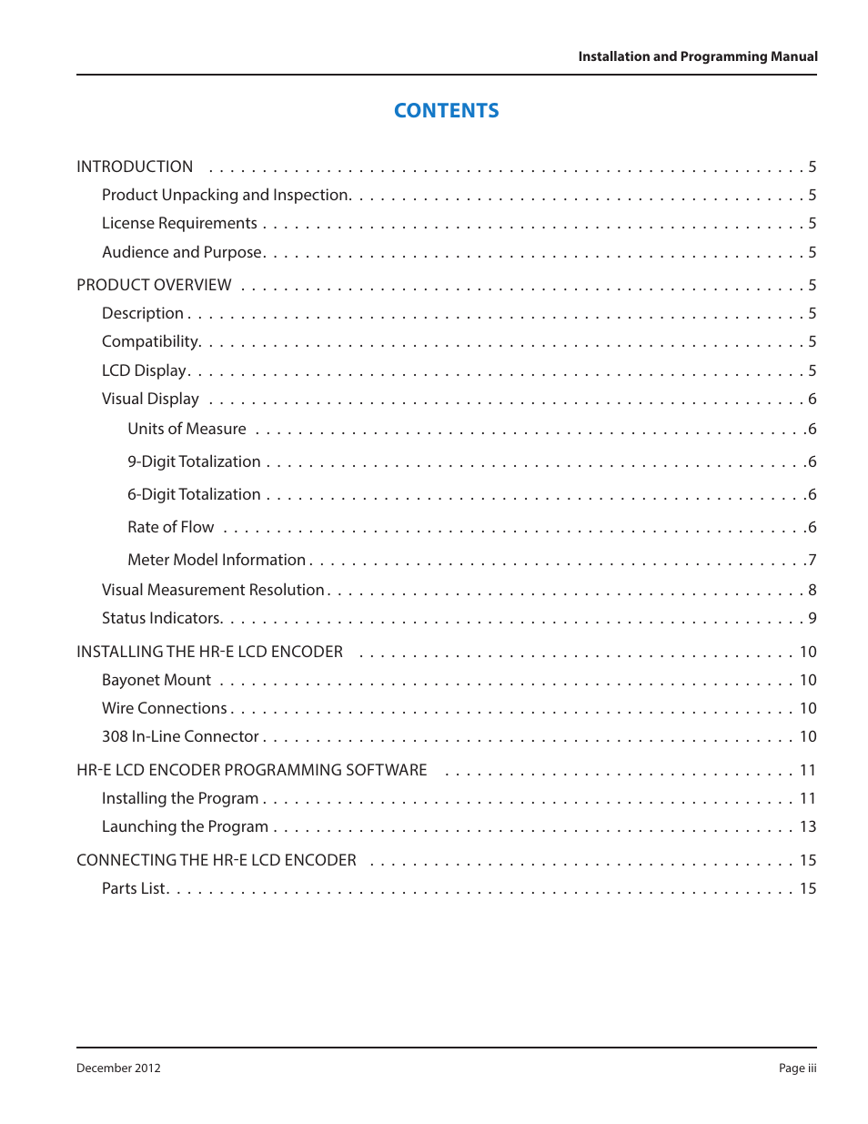 Badger Meter High Resolution LCD Encoders (HR-E LCD) User Manual | Page 3 / 24