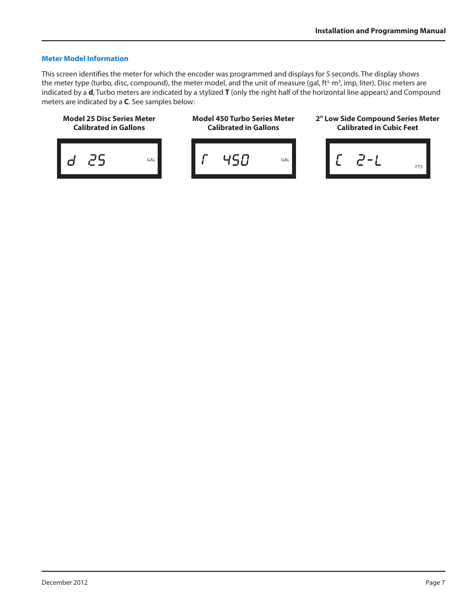 Meter model information, Meter model information 7 | Badger Meter High Resolution LCD Encoders (HR-E LCD) User Manual | Page 7 / 24