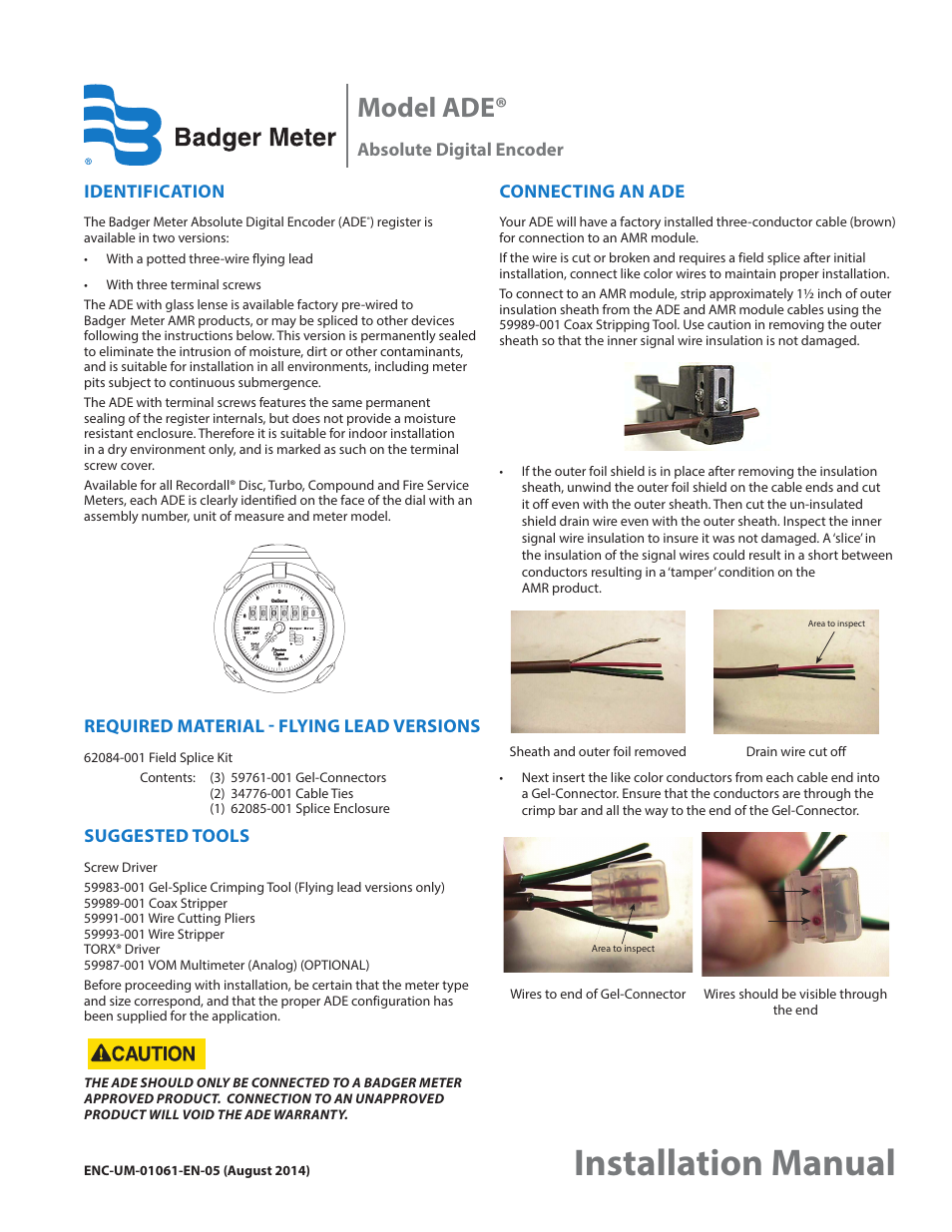 Badger Meter Absolute Digital Encoder (ADE) User Manual | 2 pages