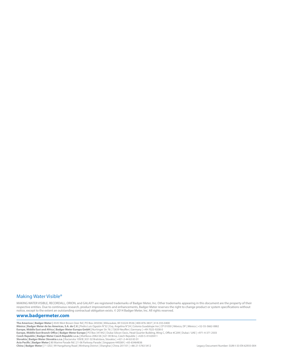 Making water visible | Badger Meter Recordall Transmitter Register (RTR) User Manual | Page 8 / 8