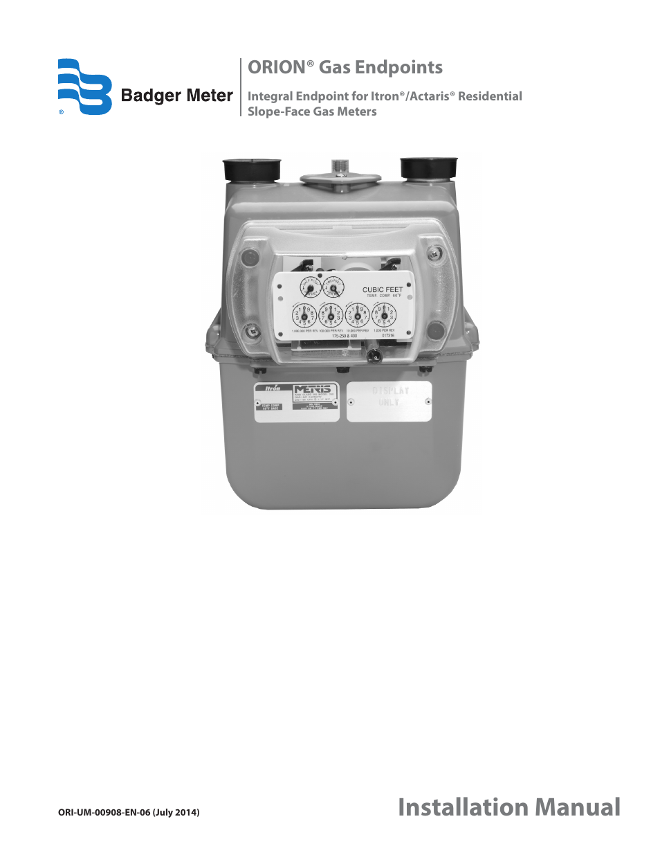 Badger Meter ORION AMR/AMI Hardware Solutions for Gas Utilities User Manual | 16 pages