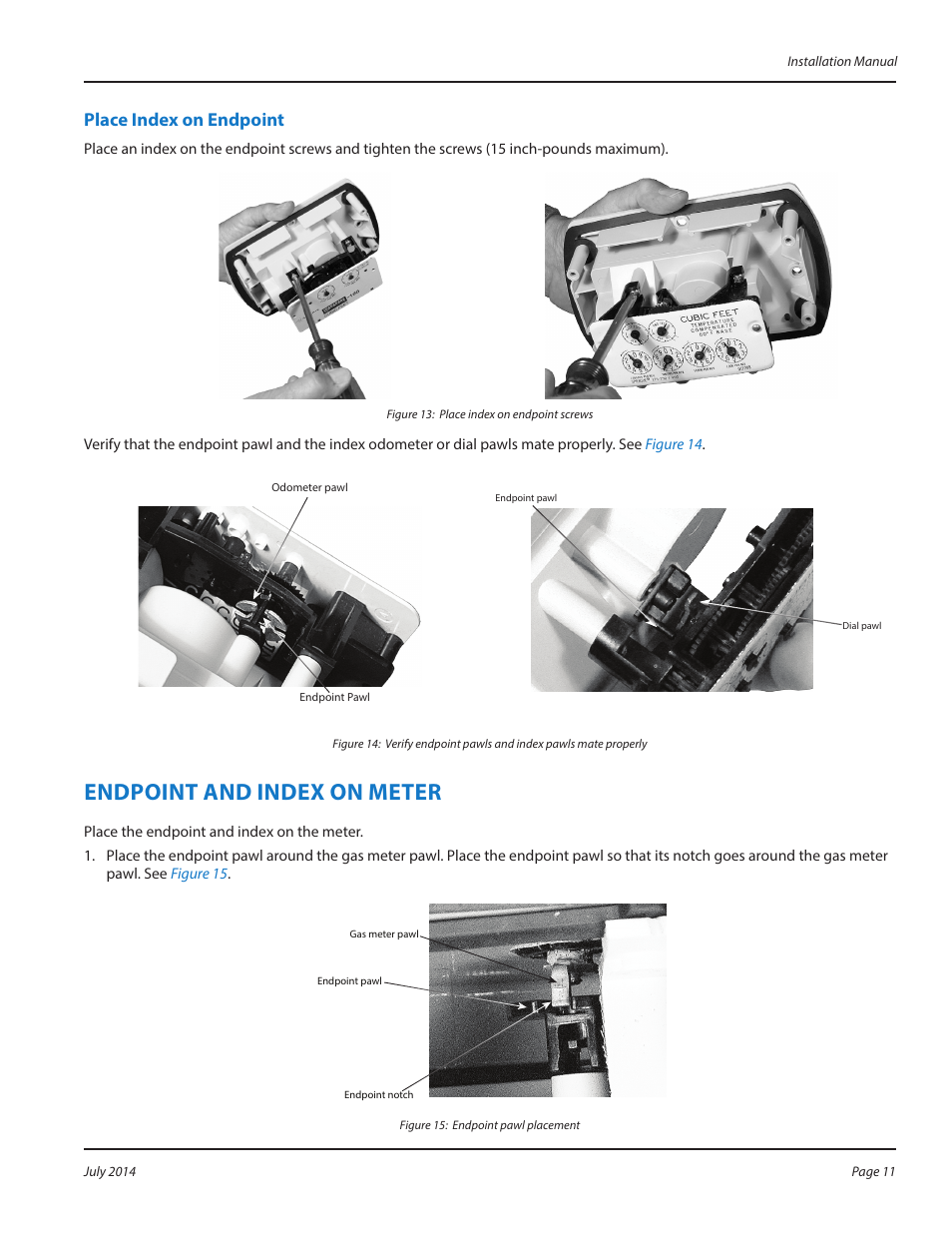 Place index on endpoint, Endpoint and index on meter, Place index on endpoint 11 | Endpoint and index on meter 11 | Badger Meter ORION AMR/AMI Hardware Solutions for Gas Utilities User Manual | Page 11 / 16