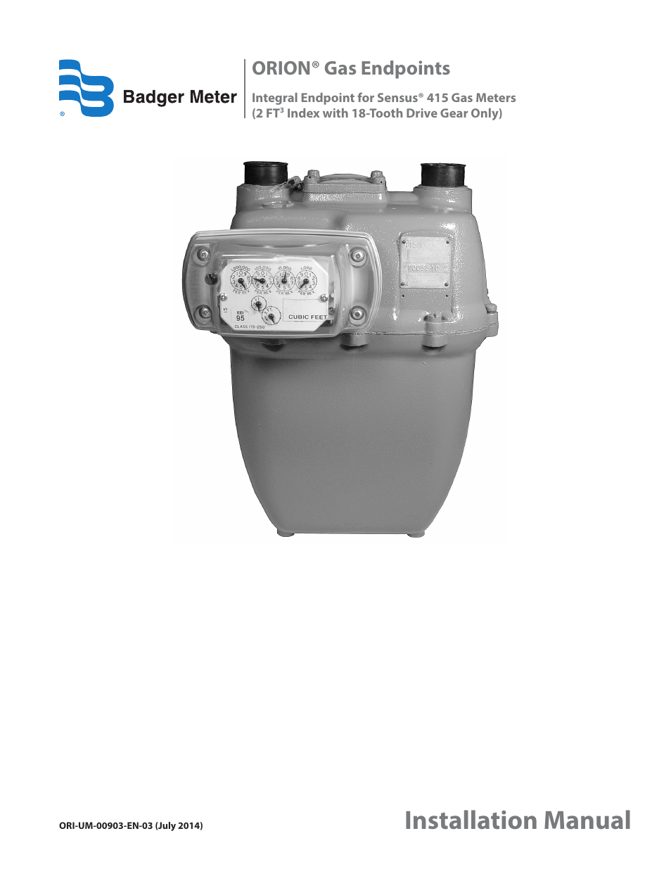 Badger Meter ORION AMR/AMI Hardware Solutions for Gas Utilities User Manual | 12 pages