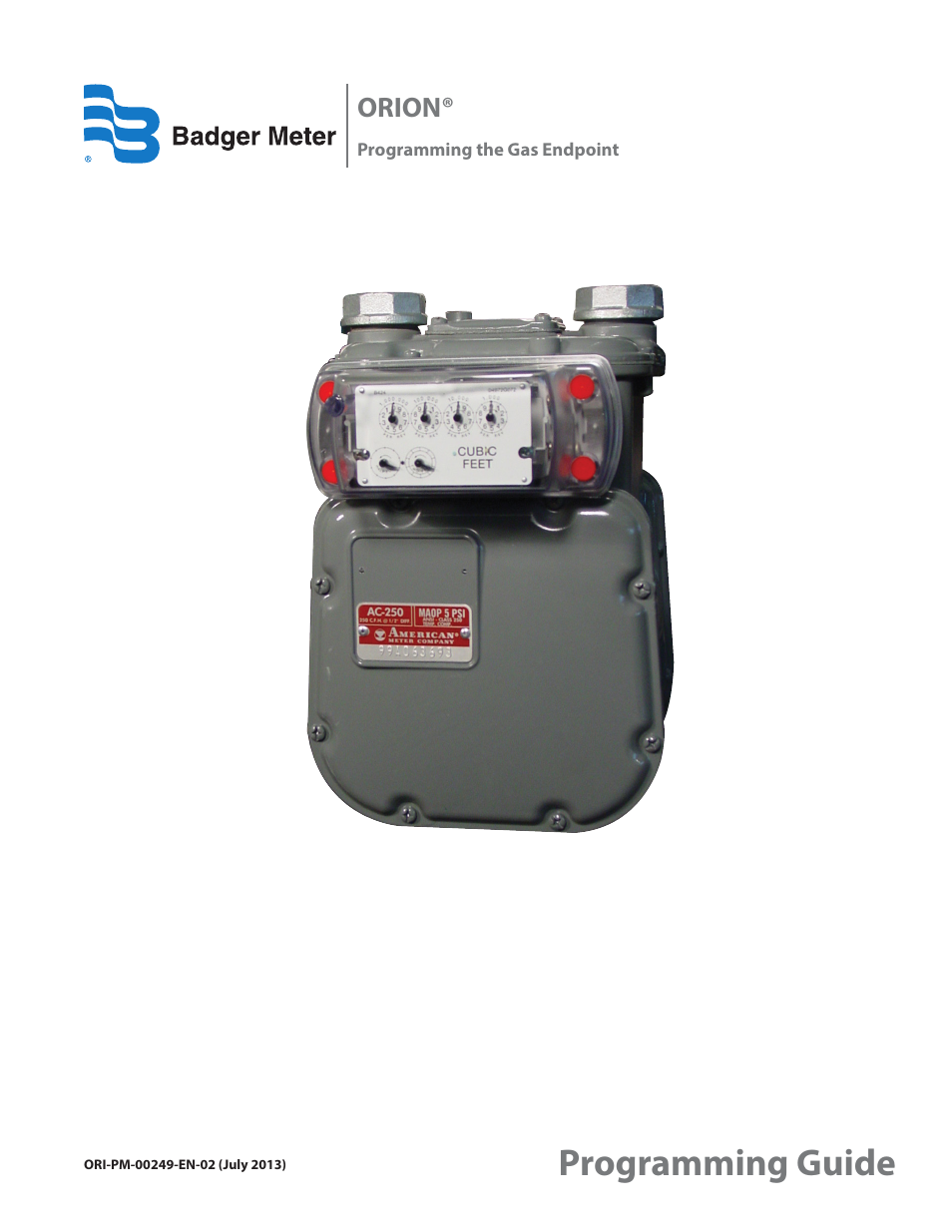 Badger Meter ORION AMR/AMI Hardware Solutions for Gas Utilities User Manual | 36 pages