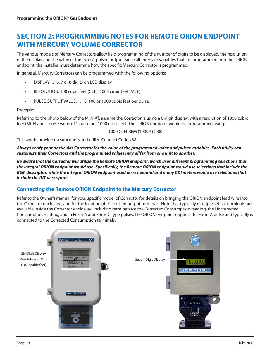 Corrector | Badger Meter ORION AMR/AMI Hardware Solutions for Gas Utilities User Manual | Page 18 / 36