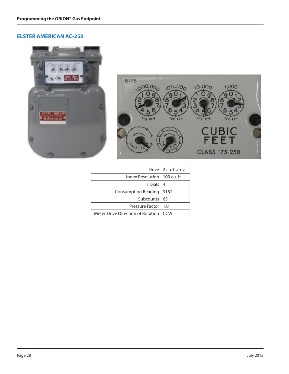 Elster american ac-250 | Badger Meter ORION AMR/AMI Hardware Solutions for Gas Utilities User Manual | Page 28 / 36