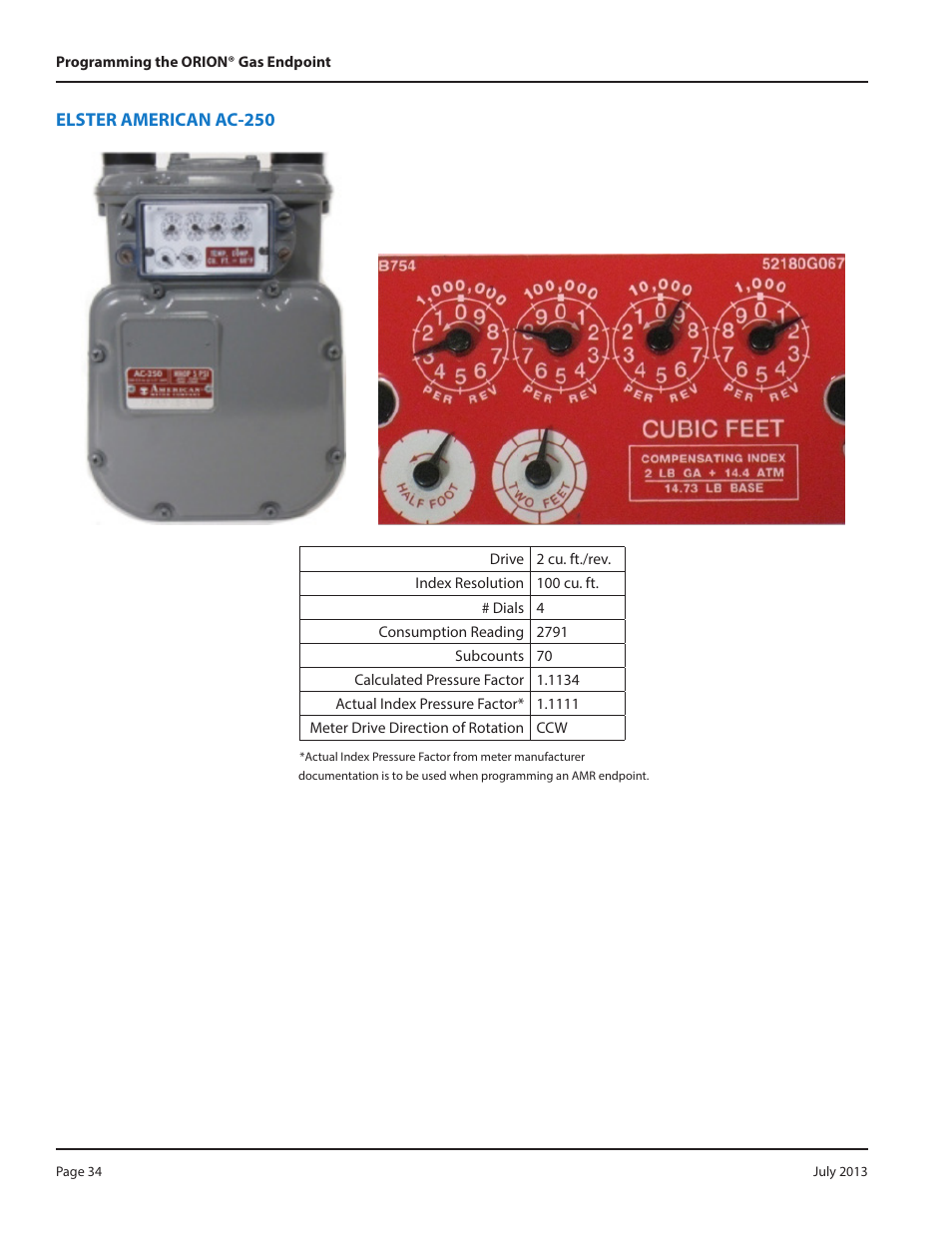 Elster american ac-250 | Badger Meter ORION AMR/AMI Hardware Solutions for Gas Utilities User Manual | Page 34 / 36
