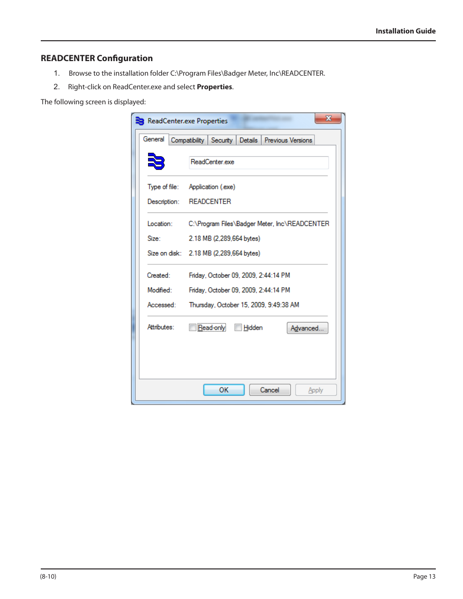 Readcenter configuration | Badger Meter ReadCenter User Manual | Page 13 / 16