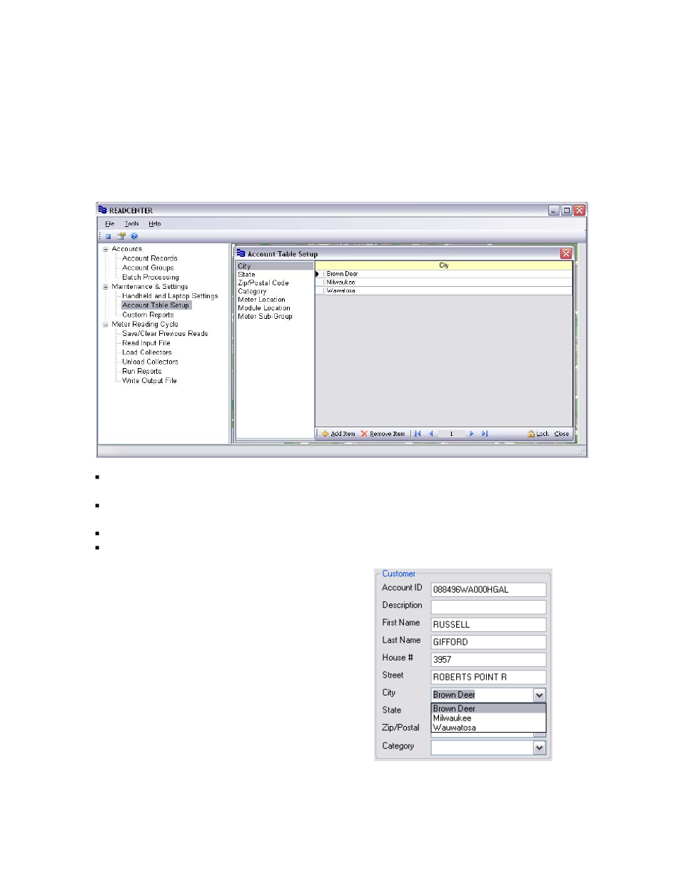 Account table setup | Badger Meter ReadCenter User Manual | Page 38 / 72