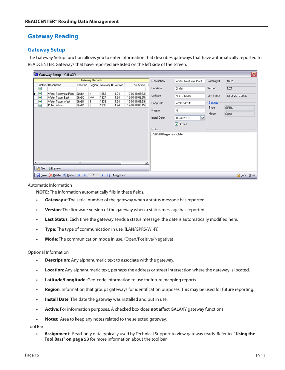 Gateway reading | Badger Meter ReadCenter User Manual | Page 16 / 60